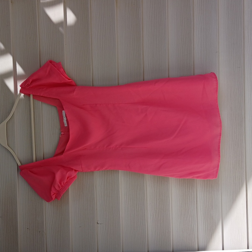 More To Come Maddy, Elegant Pink Puff Sleeve Dress X Revolve - Picture 2 of 4